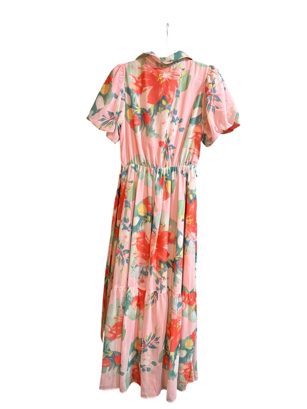 Like the Moon Floral Midi Dress Small Pink Romantic Puff Sleeve Cottagecore - Picture 4 of 6